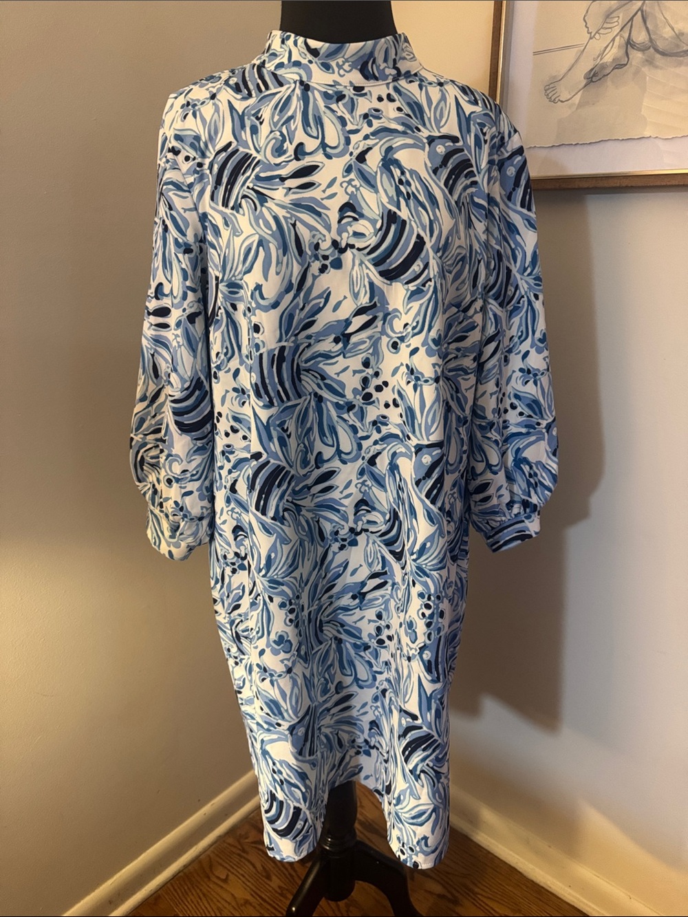 Sail to Sable | Women's Blue/white Long Sleeve Dress-Size XL